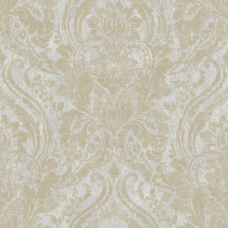 A68702 Textured Damask Grey Wallpaper by Grandeco