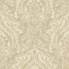 A68703 Textured Damask Cream and Gold Wallpaper by Grandeco