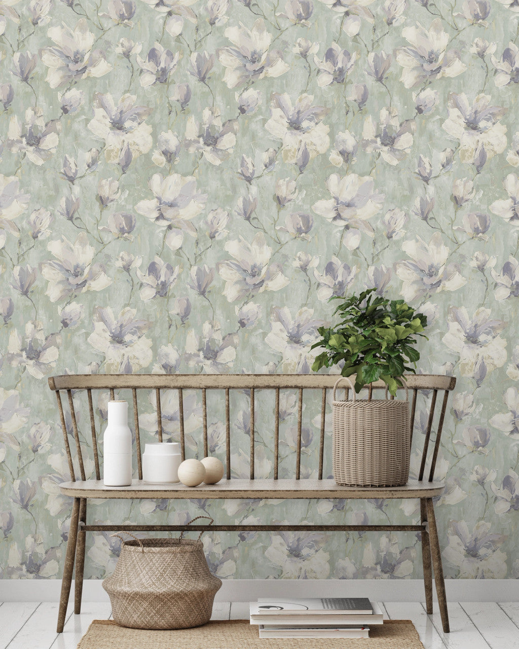 A72404 Camilla Floral Sage Wallpaper by Grandeco