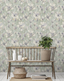 A72404 Camilla Floral Sage Wallpaper by Grandeco