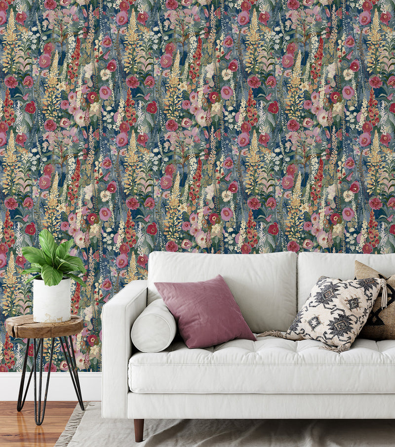 A74602 Delphinium Forest Blue Wallpaper by Grandeco