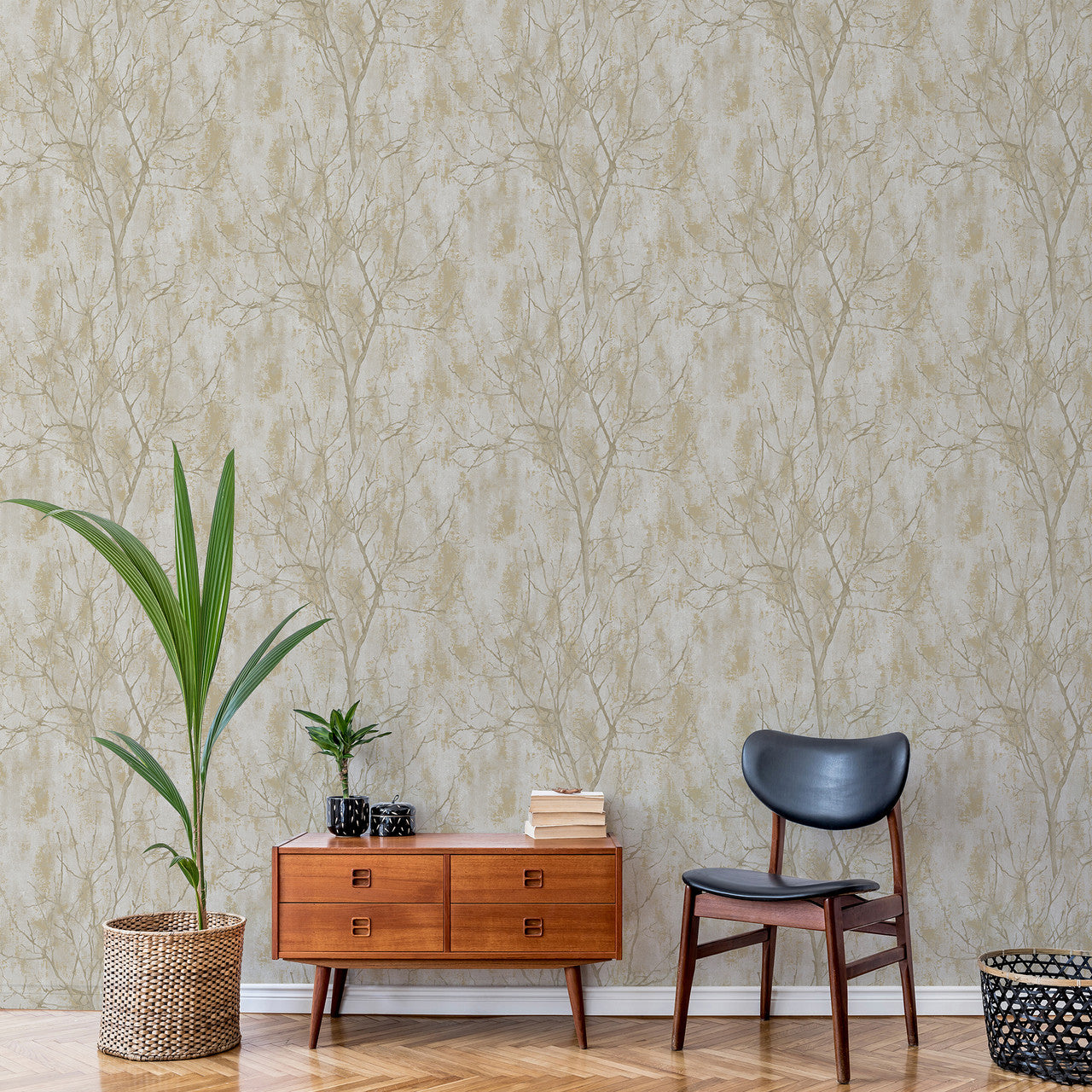 A75703 Venetian Tree Taupe Wallpaper by Grandeco