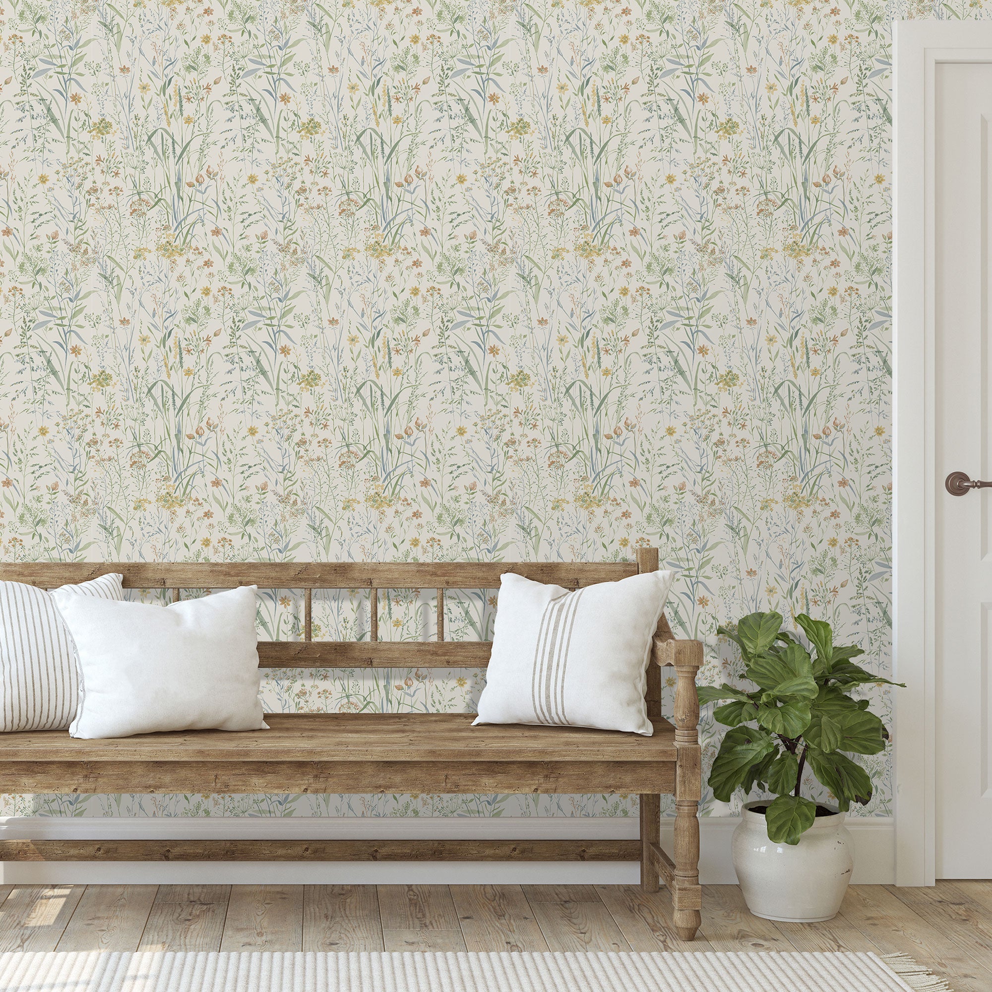 A76701 Summer Meadow Spring Floral Sage Wallpaper by Grandeco