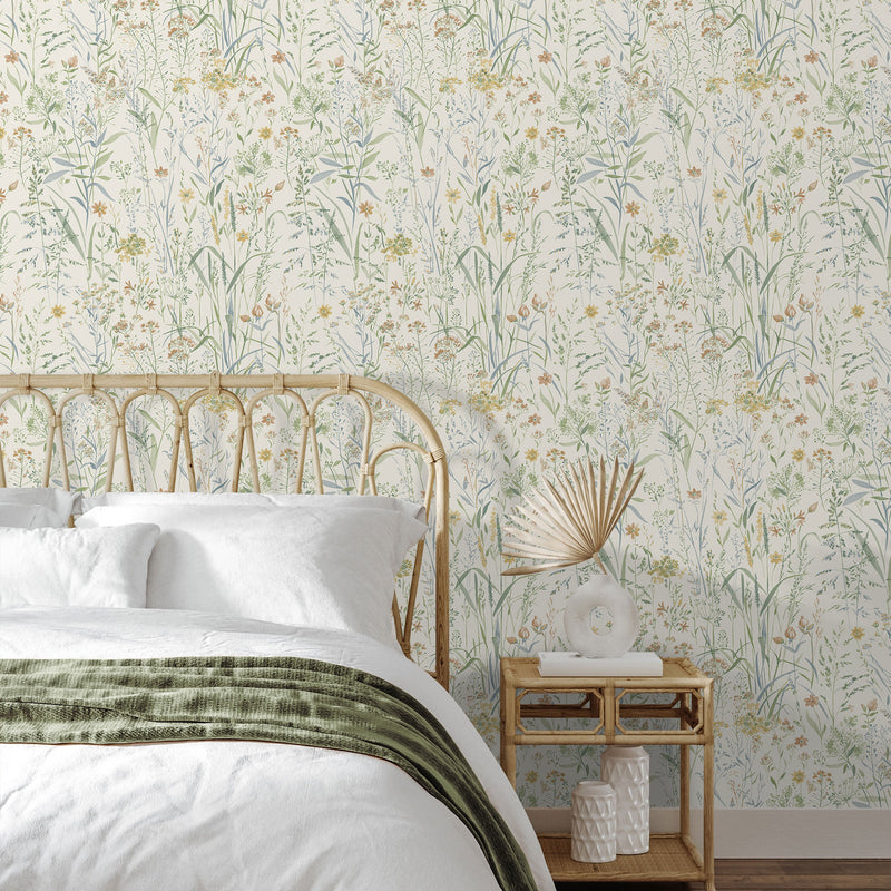 A76701 Summer Meadow Spring Floral Sage Wallpaper by Grandeco