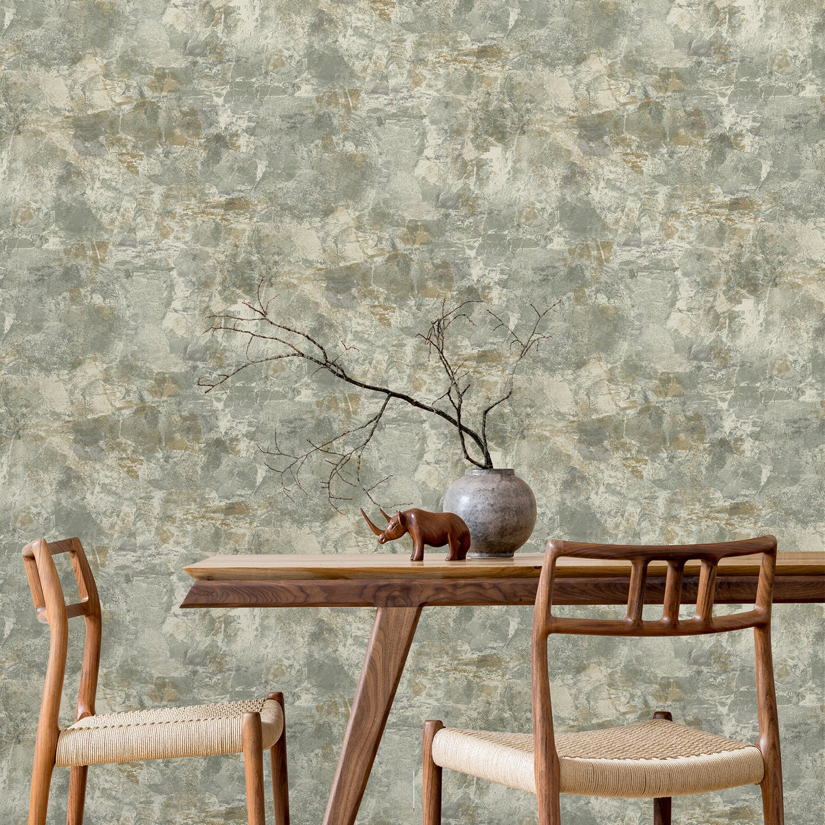 A84601 Quarry Stone Green / Grey Wallpaper by Grandeco - room