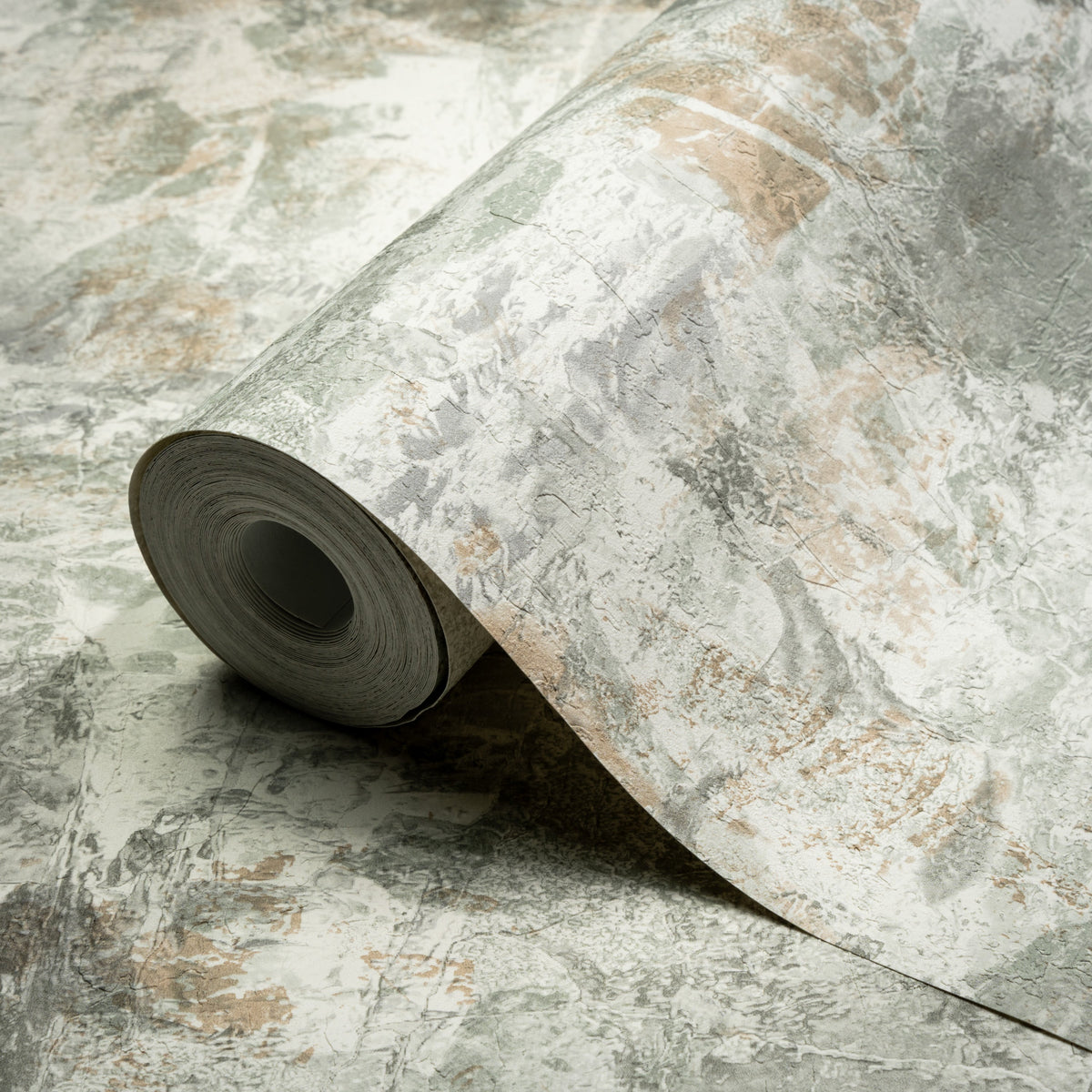 A84601 Quarry Stone Green / Grey Wallpaper by Grandeco - roll