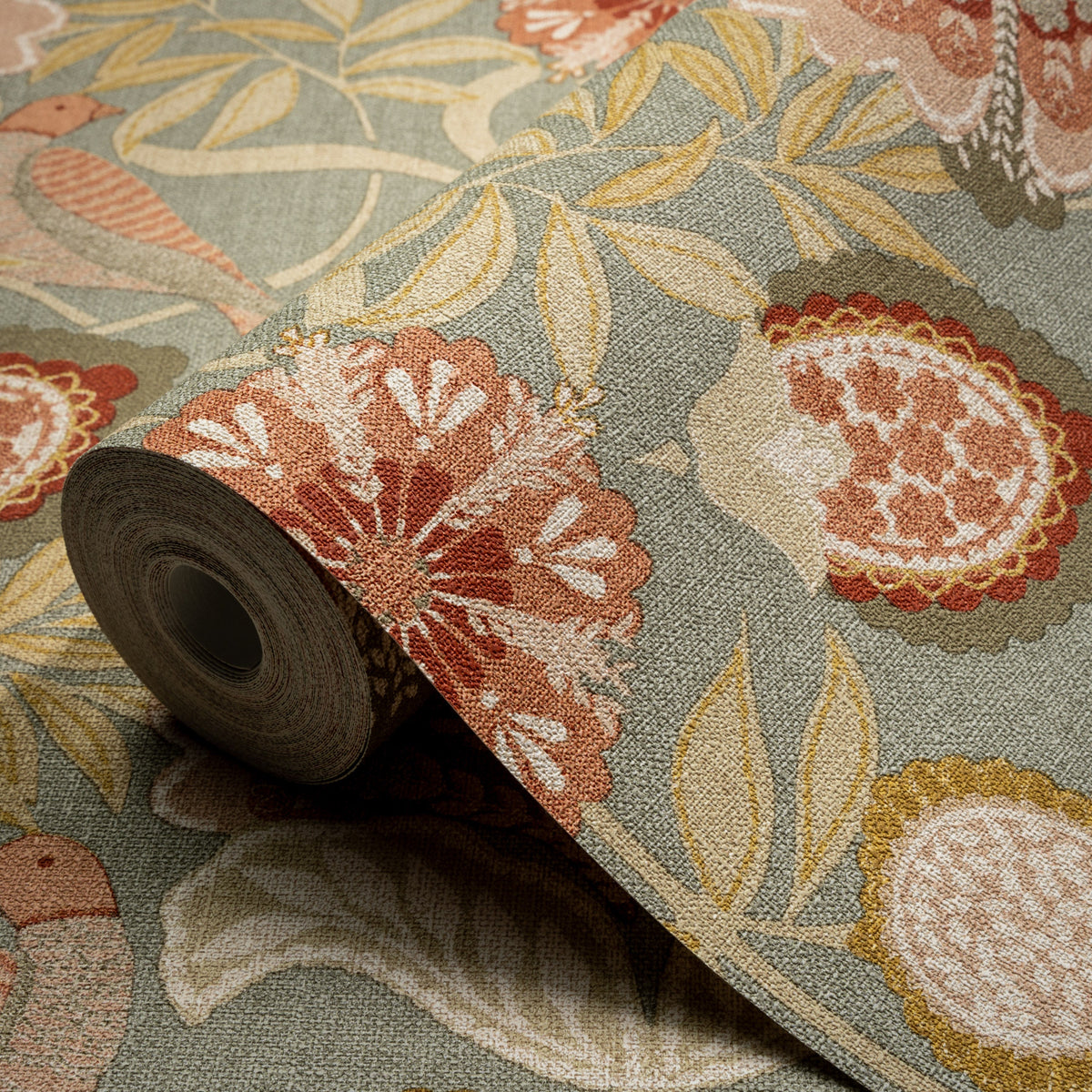A84702 Persian Garden Sage Green Wallpaper by Grandeco - roll