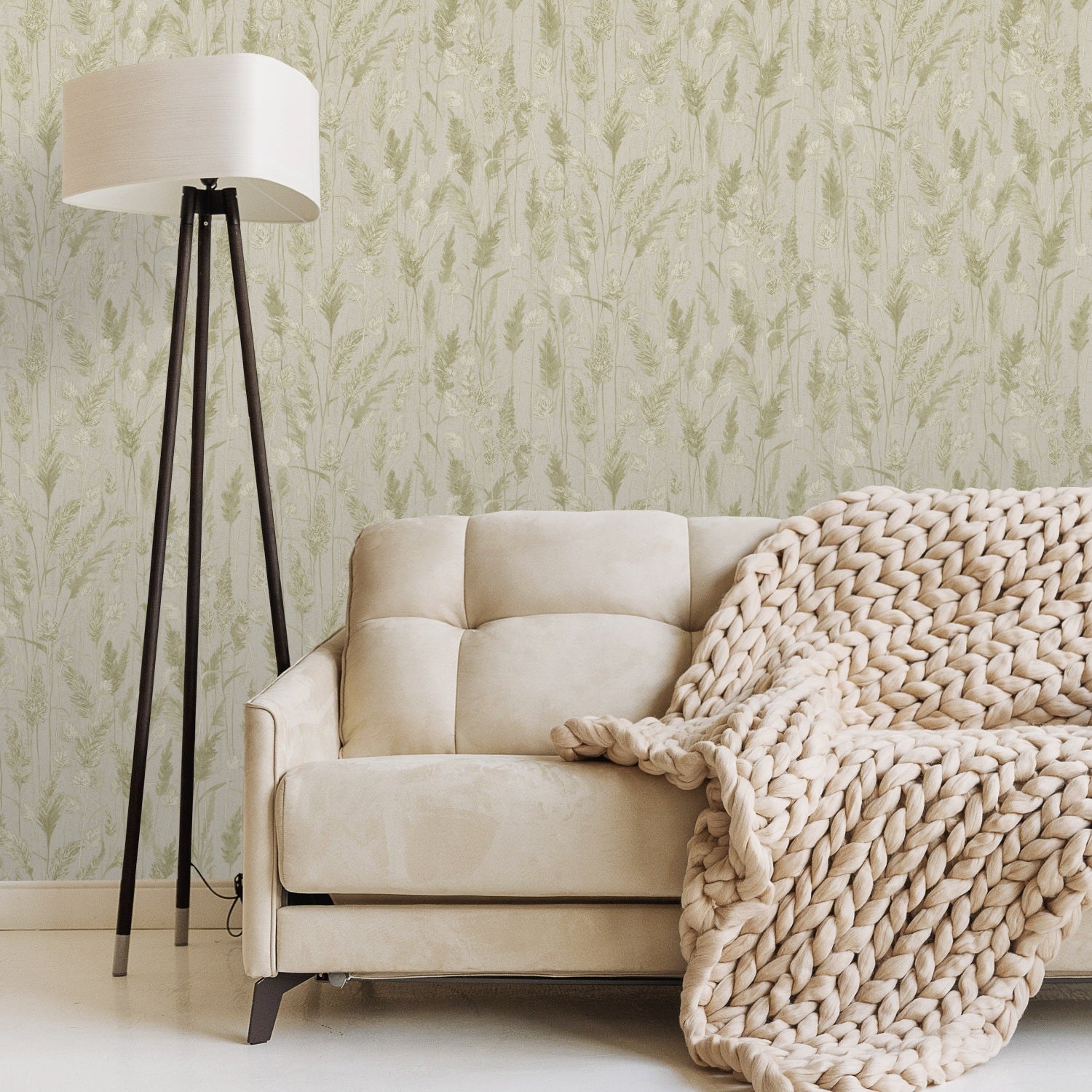 Meadow Grasses Green Wallpaper by Grandeco