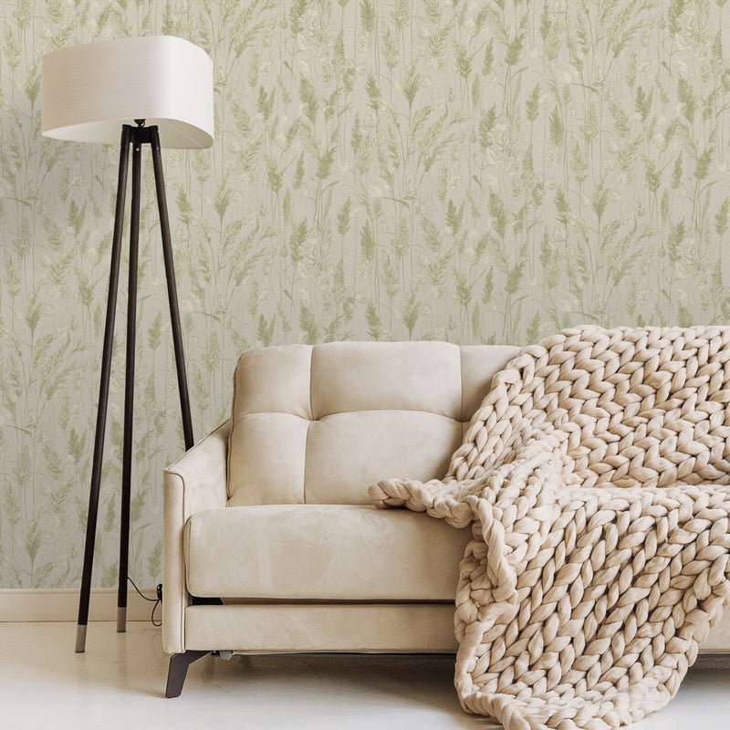 Meadow Grasses Green Wallpaper by Grandeco
