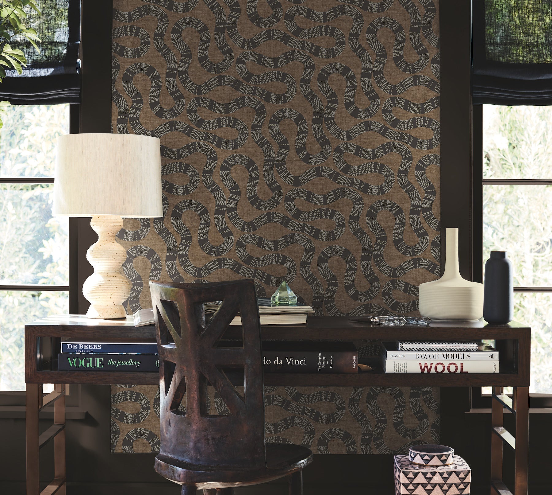 AB3001 Ophidia Brown Artifacts Wallpaper by York Wallcoverings