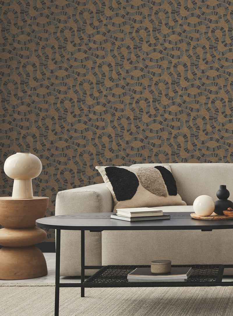 AB3001 Ophidia Brown Artifacts Wallpaper by York Wallcoverings