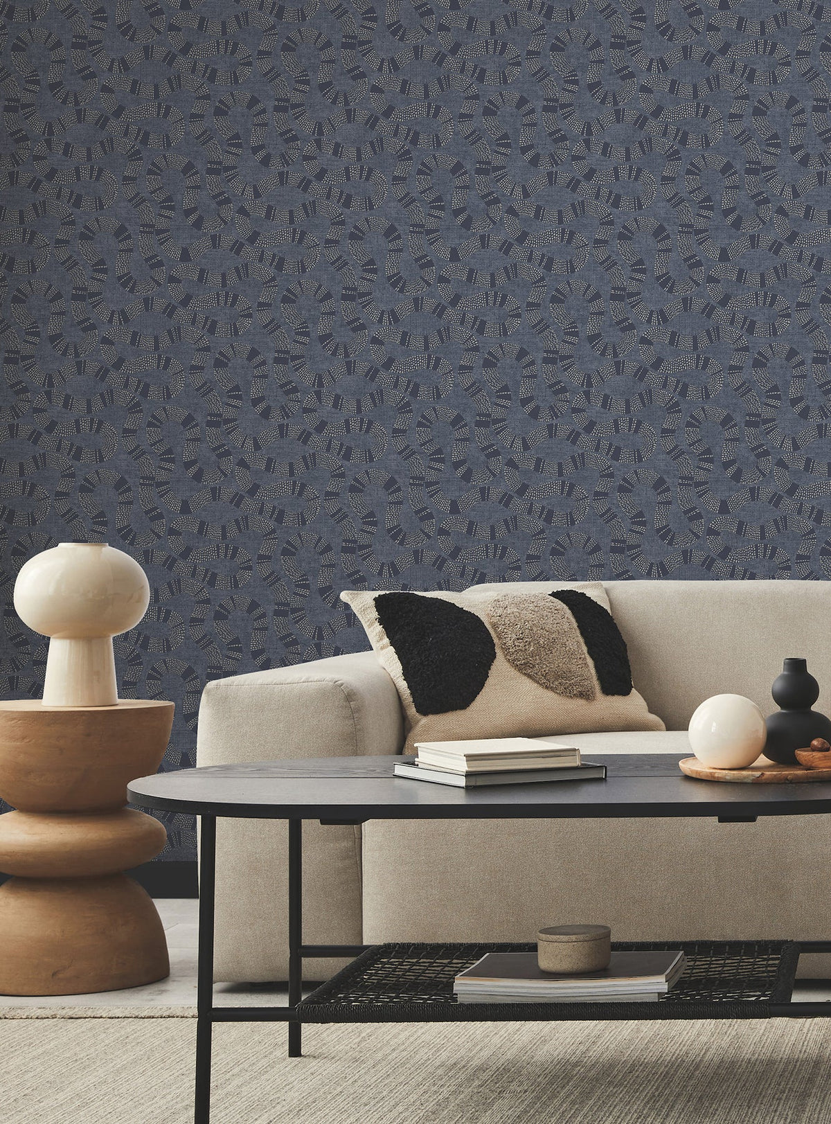 AB3002 Ophidia Navy Artifacts Wallpaper by York Wallcoverings