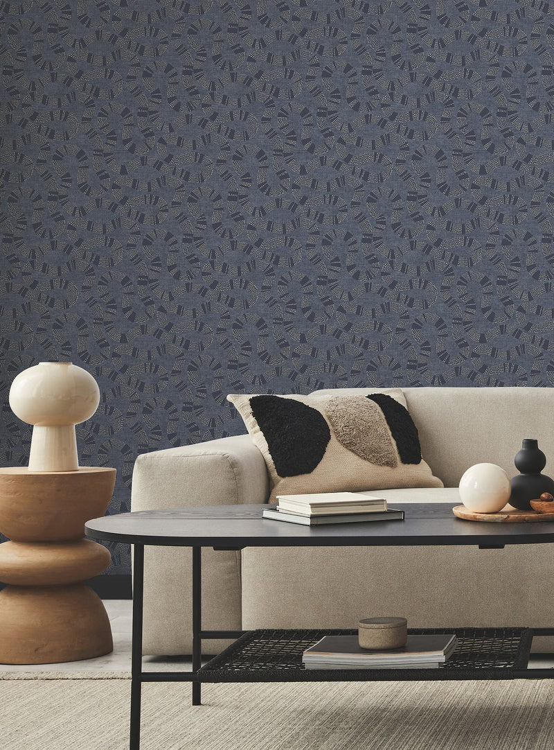 AB3002 Ophidia Navy Artifacts Wallpaper by York Wallcoverings