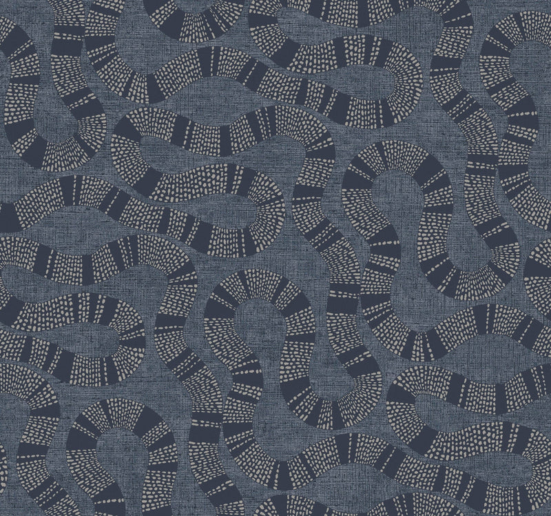AB3002 Ophidia Navy Artifacts Wallpaper by York Wallcoverings