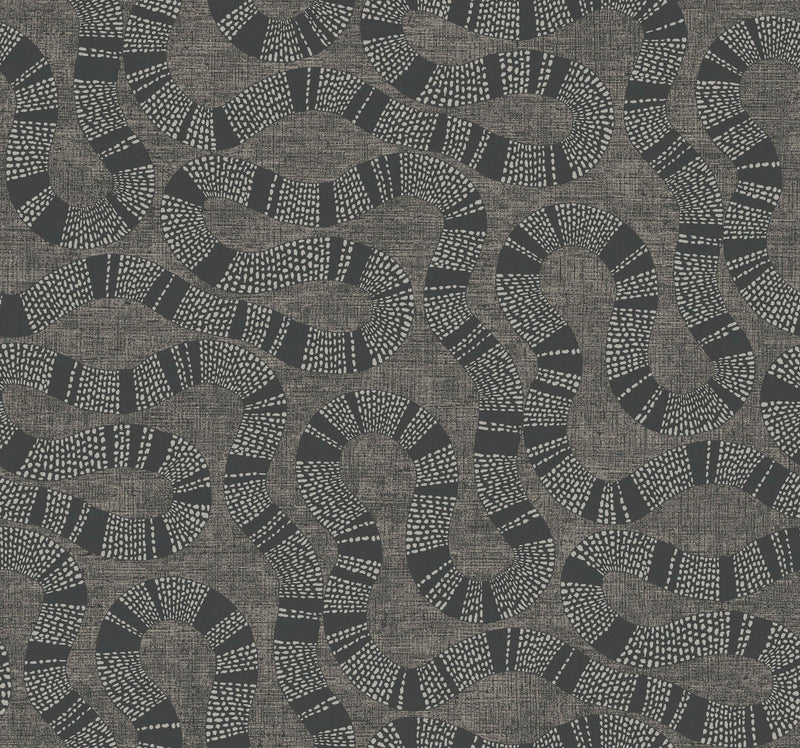 AB3004 Ophidia Black Artifacts Wallpaper by York Wallcoverings