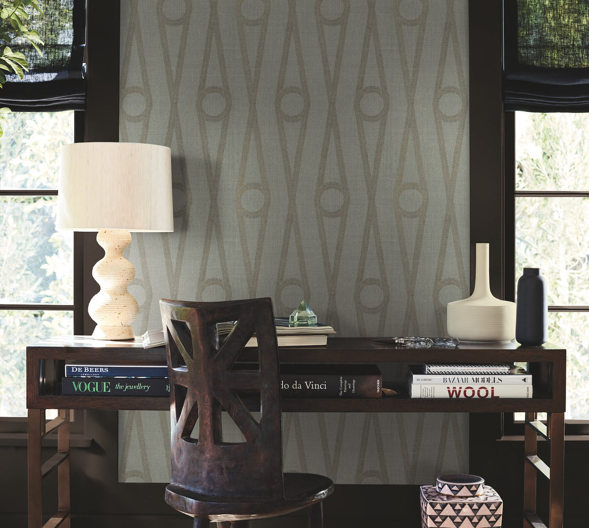 AB3013 Henlein Grey Artifacts Wallpaper by York Wallcoverings