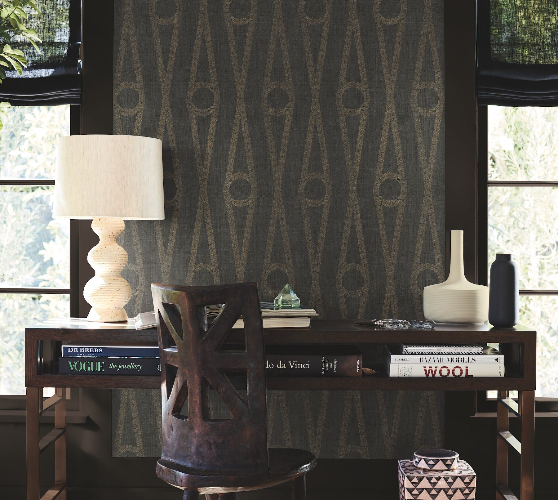 AB3014 Henlein Charcoal Artifacts Wallpaper by York Wallcoverings