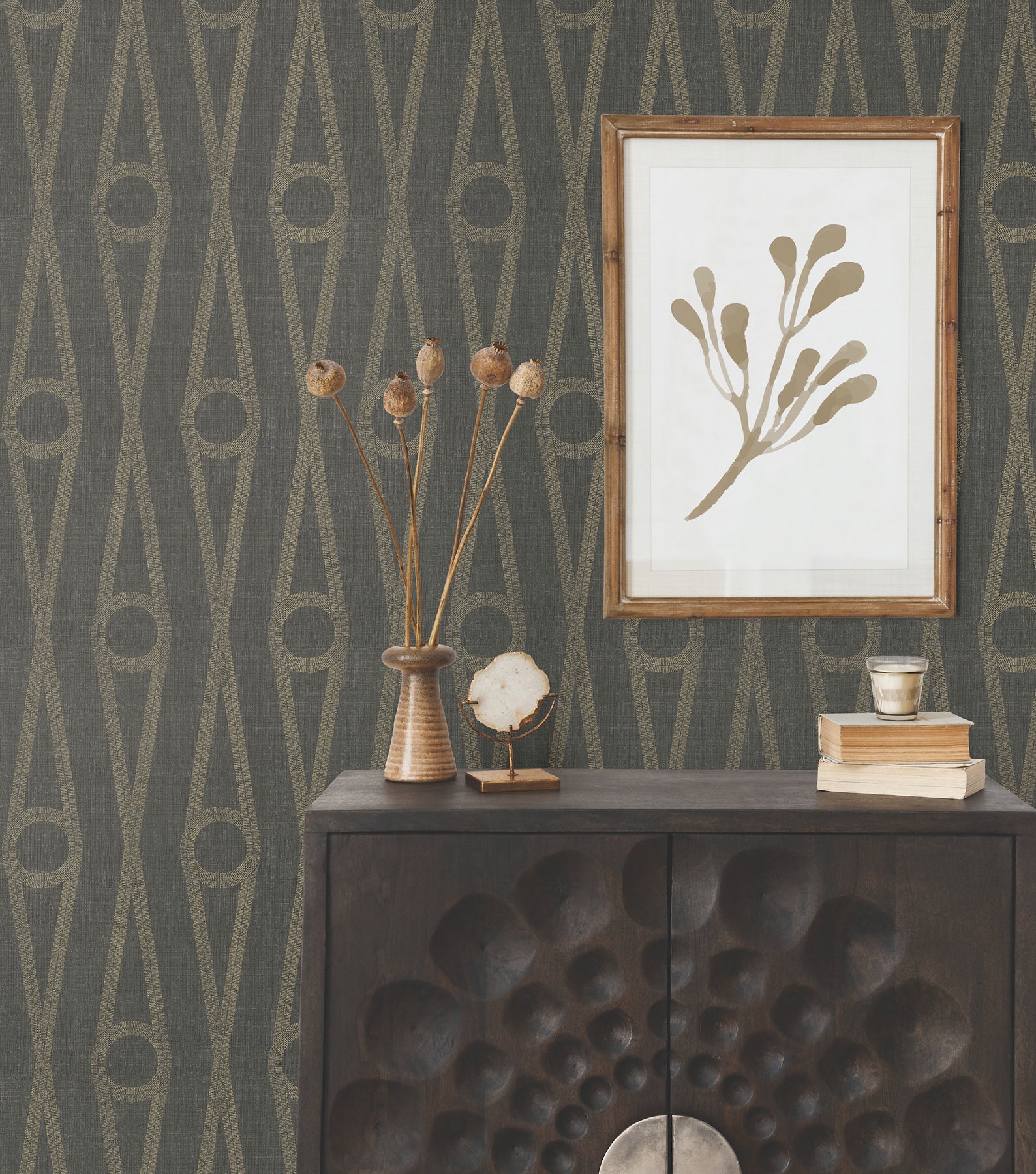 AB3014 Henlein Charcoal Artifacts Wallpaper by York Wallcoverings
