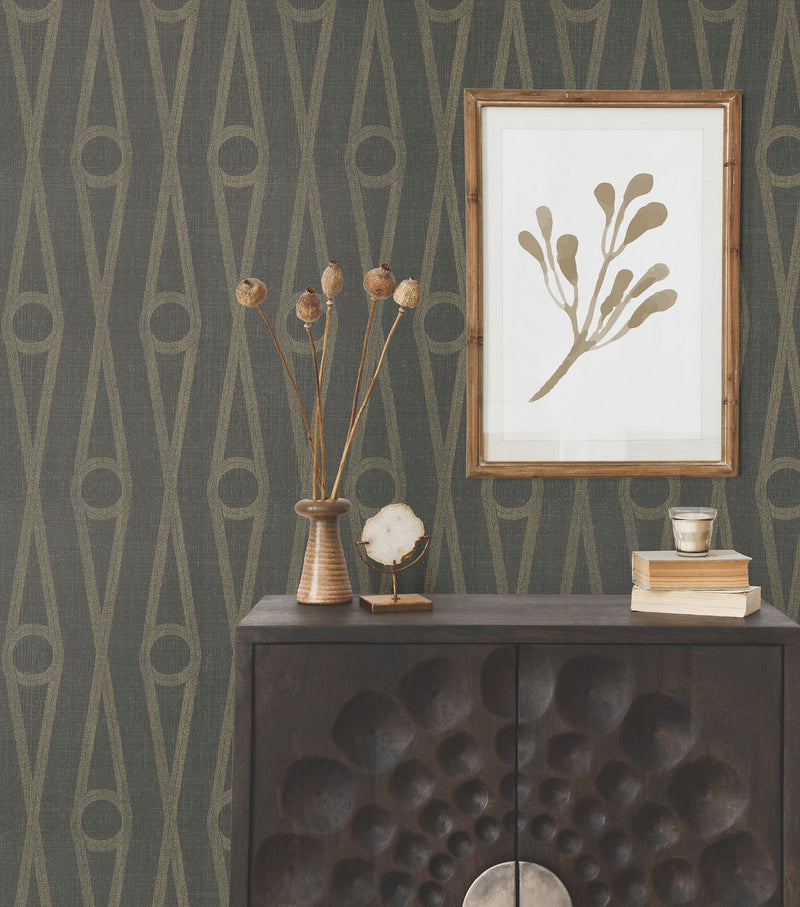 AB3014 Henlein Charcoal Artifacts Wallpaper by York Wallcoverings