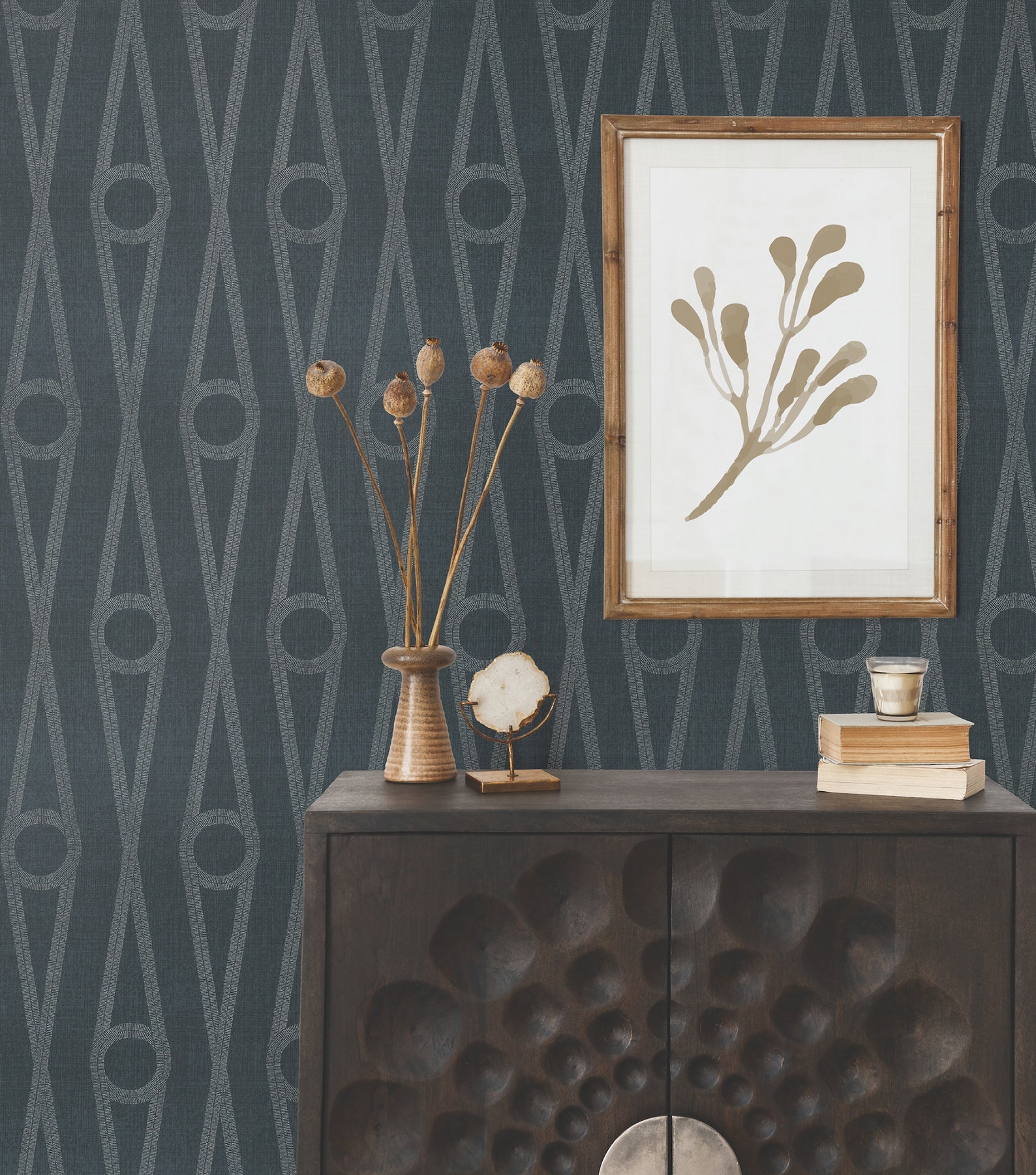AB3015 Henlein Indigo Artifacts Wallpaper by York Wallcoverings