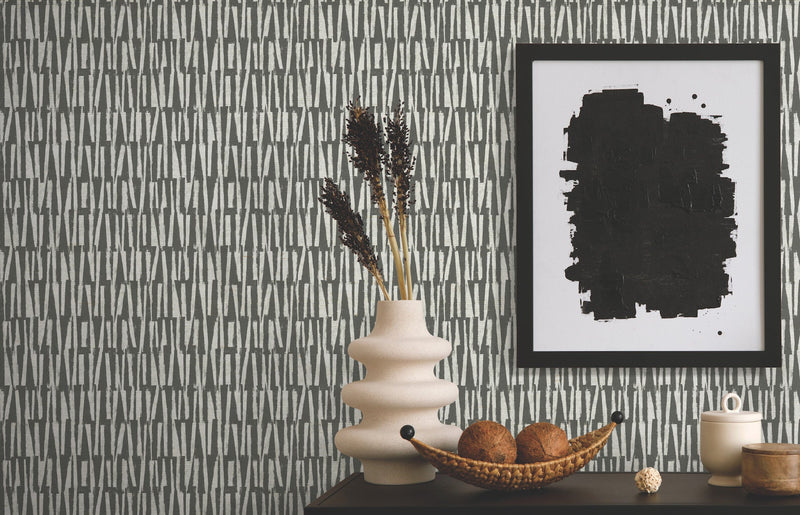 AB3042 Thatched Black Artifacts Wallpaper by York Wallcoverings