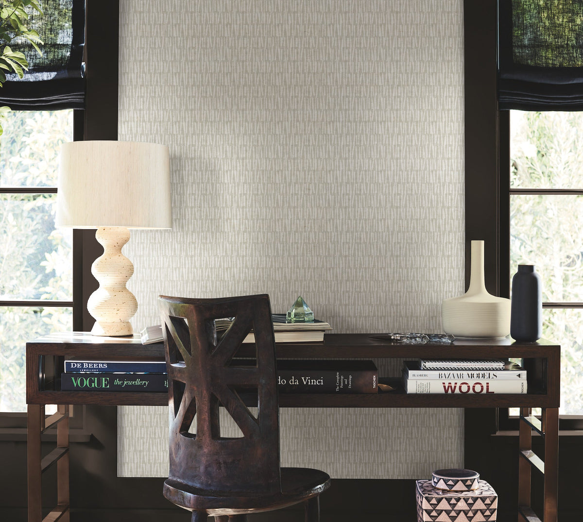 AB3043 Thatched Grey Artifacts Wallpaper by York Wallcoverings