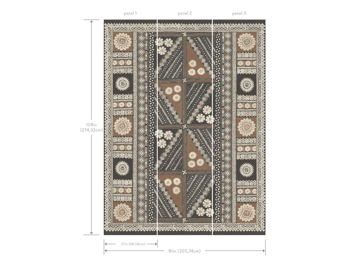 AB3057M Tapa Sienna Artifacts Mural by York Wallcoverings