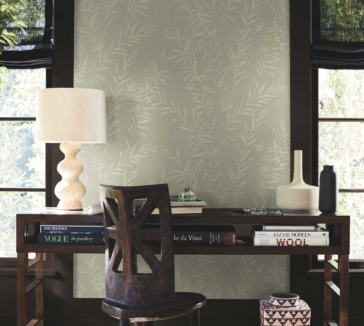 AB3062 Allerton Bamboo Taupe Artifacts Wallpaper by York Wallcoverings