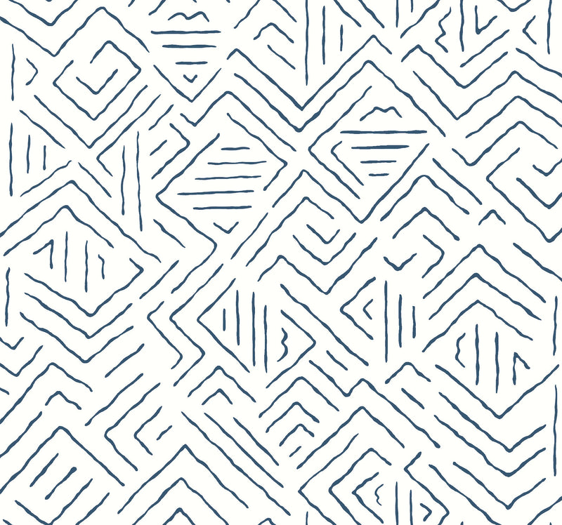 AB3083 Sirih Navy Artifacts Wallpaper by York Wallcoverings