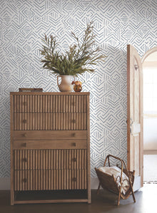 AB3083 Sirih Navy Artifacts Wallpaper by York Wallcoverings