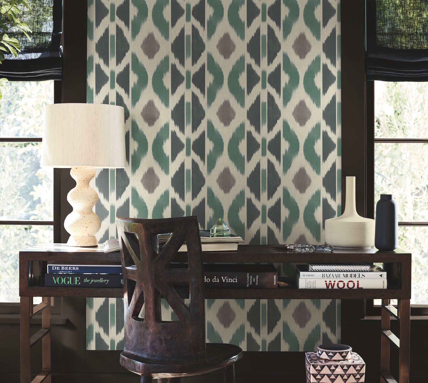 AB3092 Patan Indigo Artifacts Wallpaper by York Wallcoverings