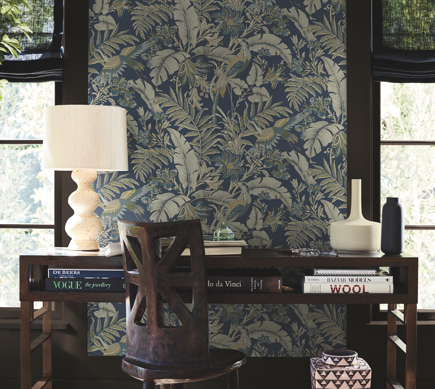 AB3103 Heronwood Navy Artifacts Wallpaper by York Wallcoverings