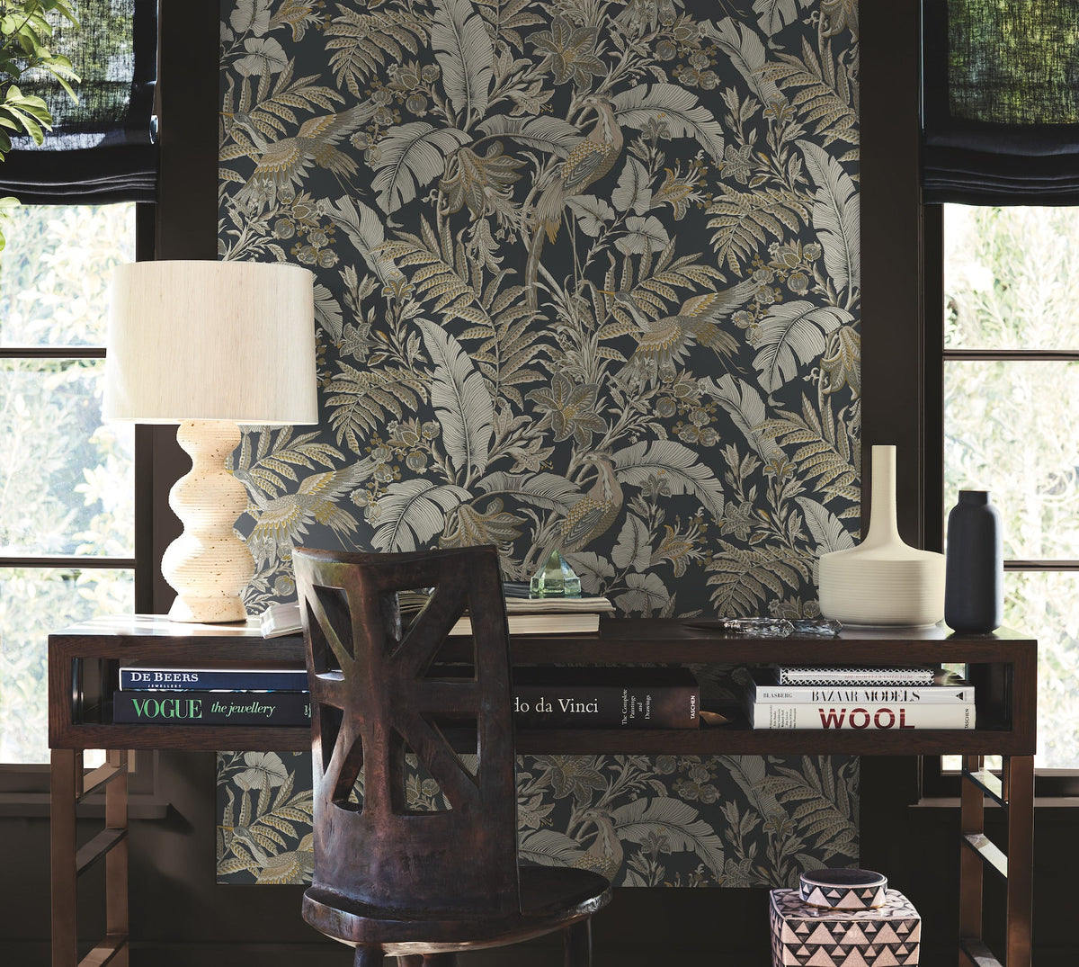AB3104 Heronwood Black Artifacts Wallpaper by York Wallcoverings