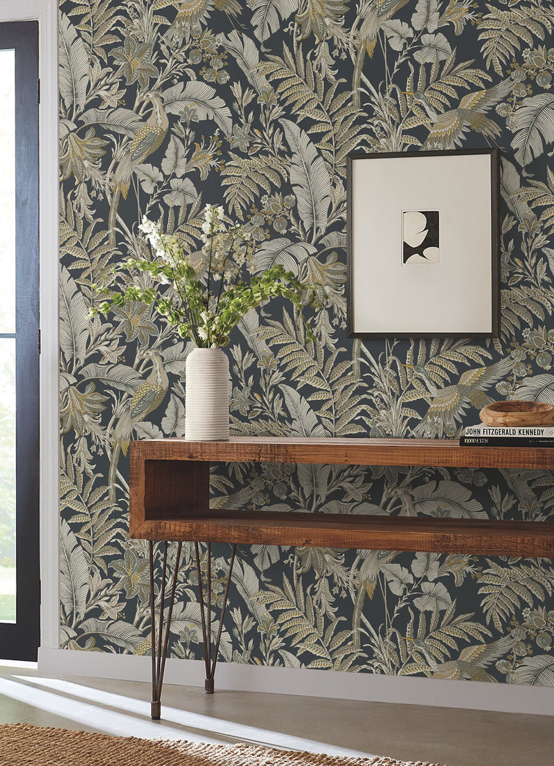 AB3104 Heronwood Black Artifacts Wallpaper by York Wallcoverings