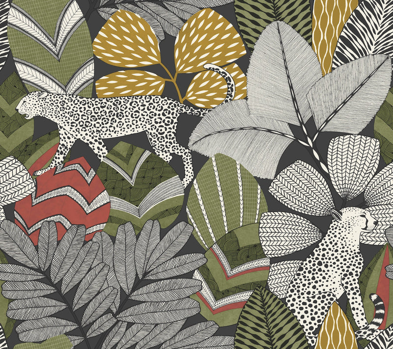 AB3112 Namiri Black Artifacts Wallpaper by York Wallcoverings