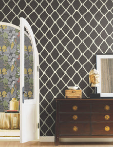 AB3121 Tonga Black & White Artifacts Wallpaper by York Wallcoverings