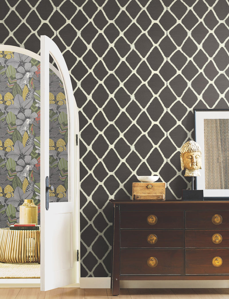 AB3121 Tonga Black & White Artifacts Wallpaper by York Wallcoverings