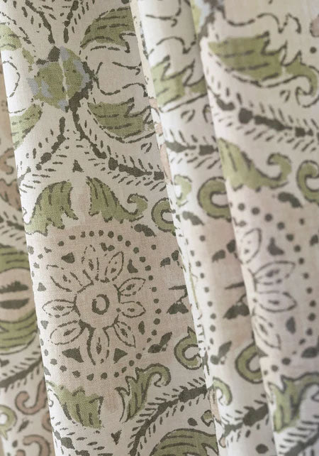 Cecilia Green and Beige Clermont Fabric by Anna French