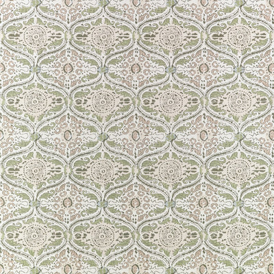 Cecilia Green and Beige Clermont Fabric by Anna French