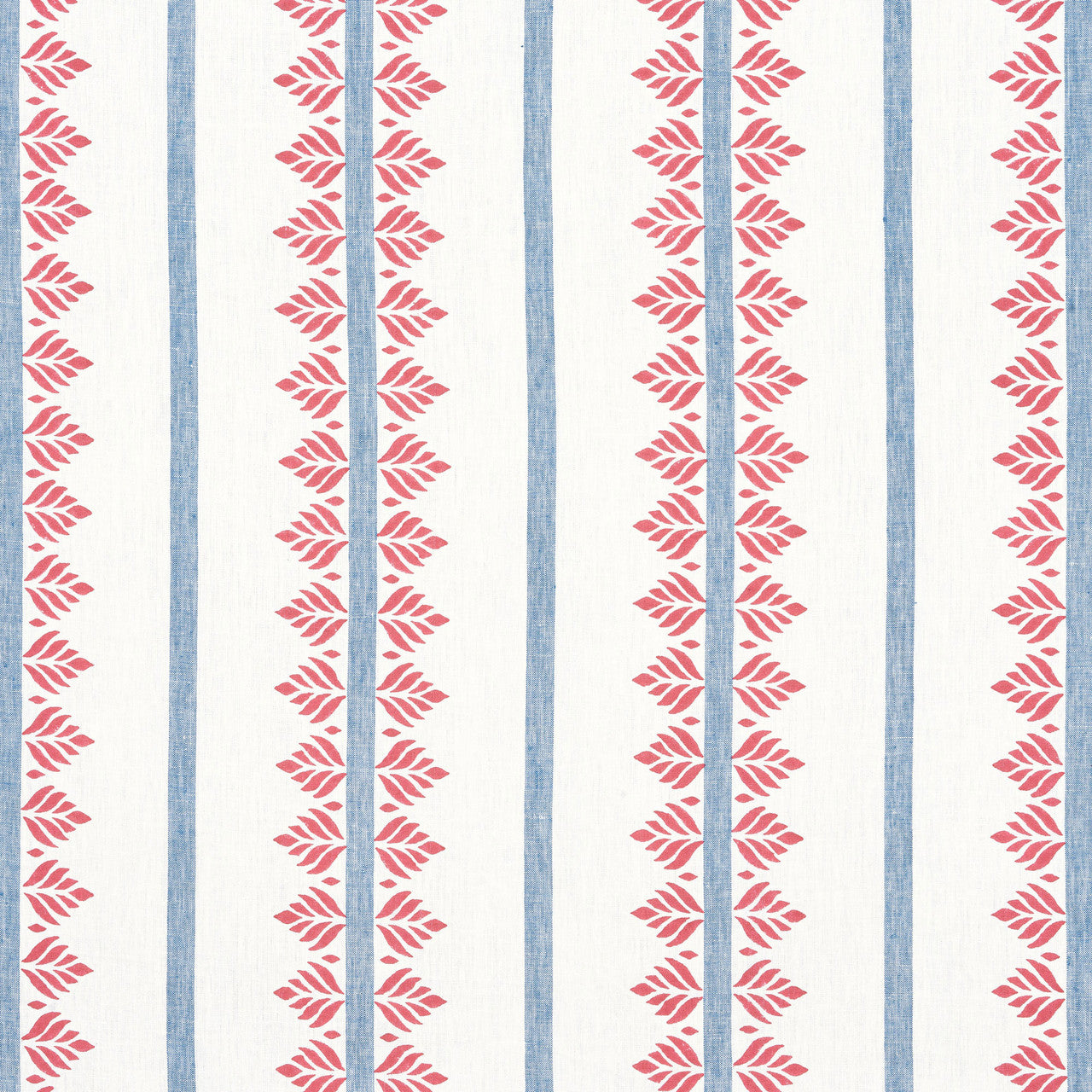 AF15105 Fern Stripe Antilles Red/Blue Fabric by Anna French