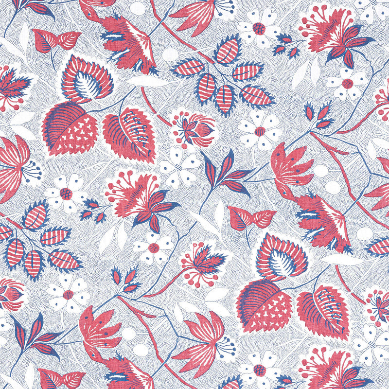 AF15115 Indienne Hazel Antilles Red/Blue Fabric by Anna French