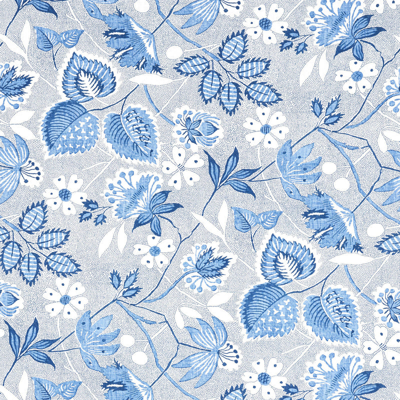 AF15116 Indienne Hazel Antilles Blue Fabric by Anna French