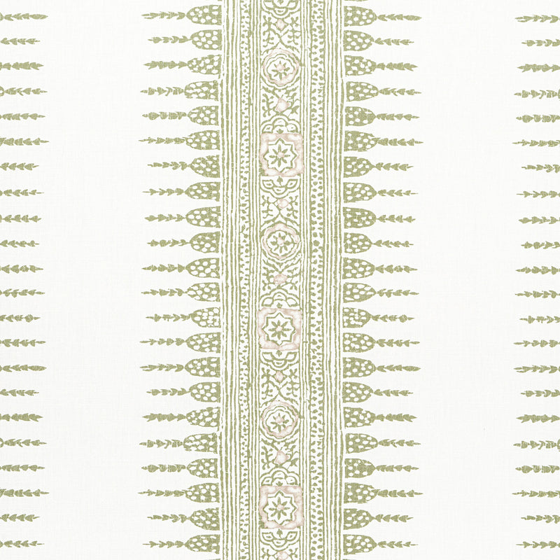 AF15136 Javanese Stripe Antilles Green Fabric by Anna French