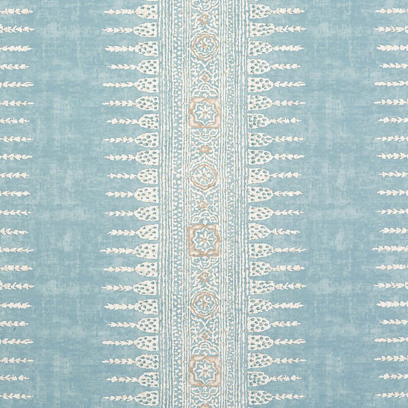 AF15140 Javanese Stripe Antilles Spa Blue Fabric by Anna French