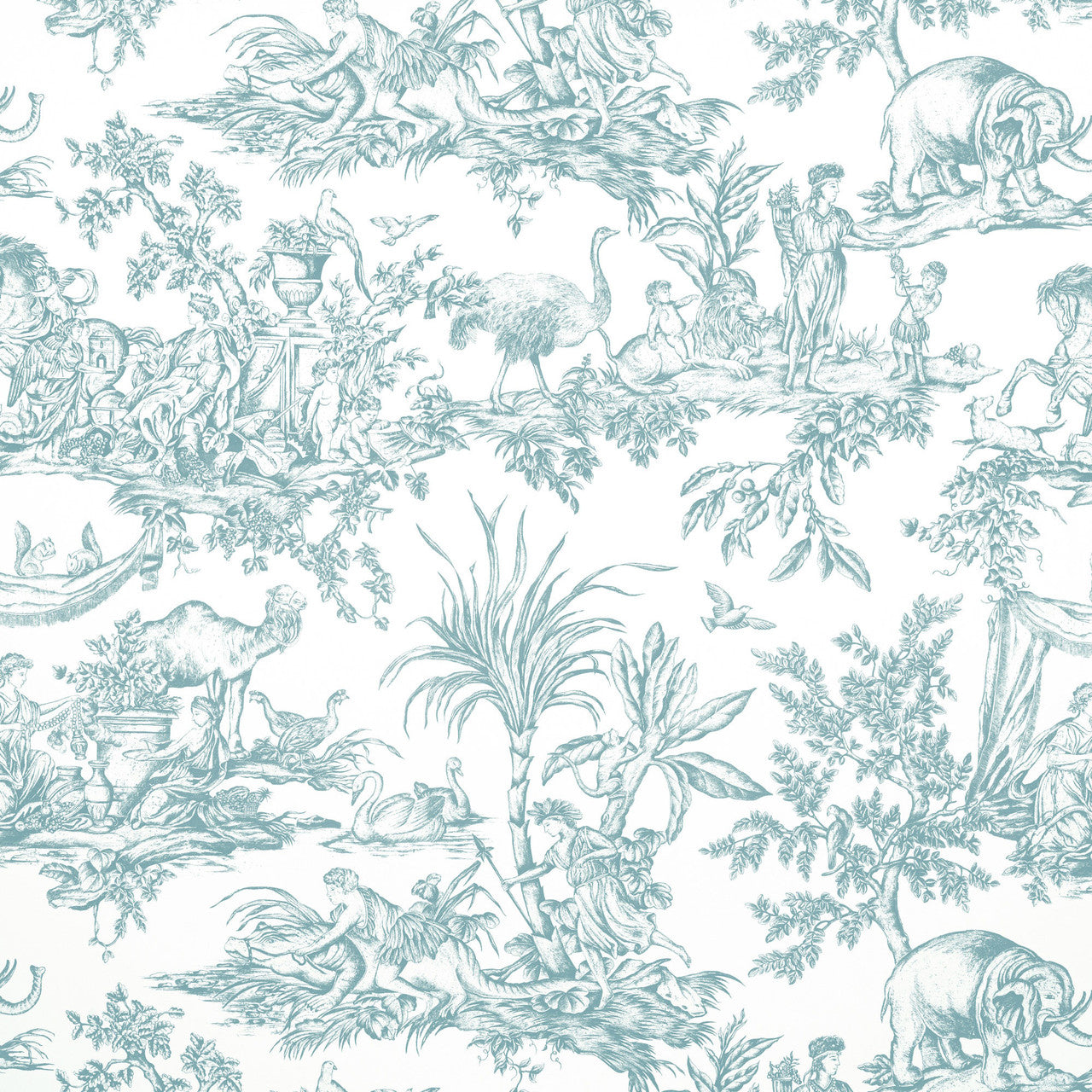 AF15170 Toile Antilles Spa Blue Fabric by Anna French