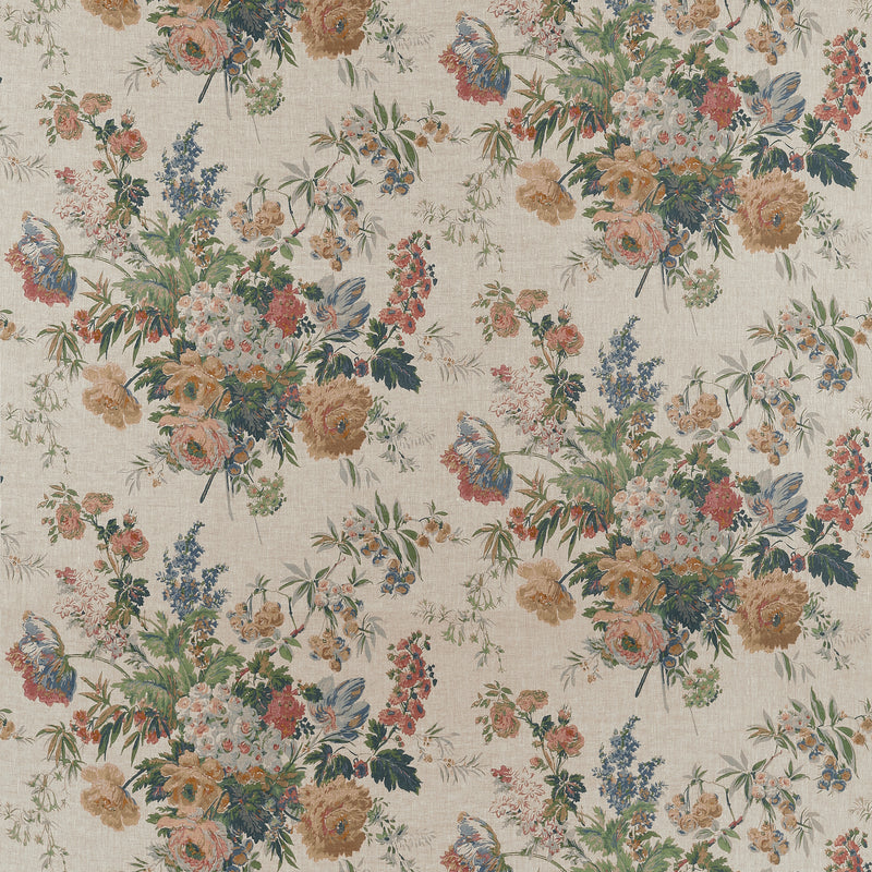 AF16133 Garden Club Apricot and Slate Belvedere Fabric by Anna French
