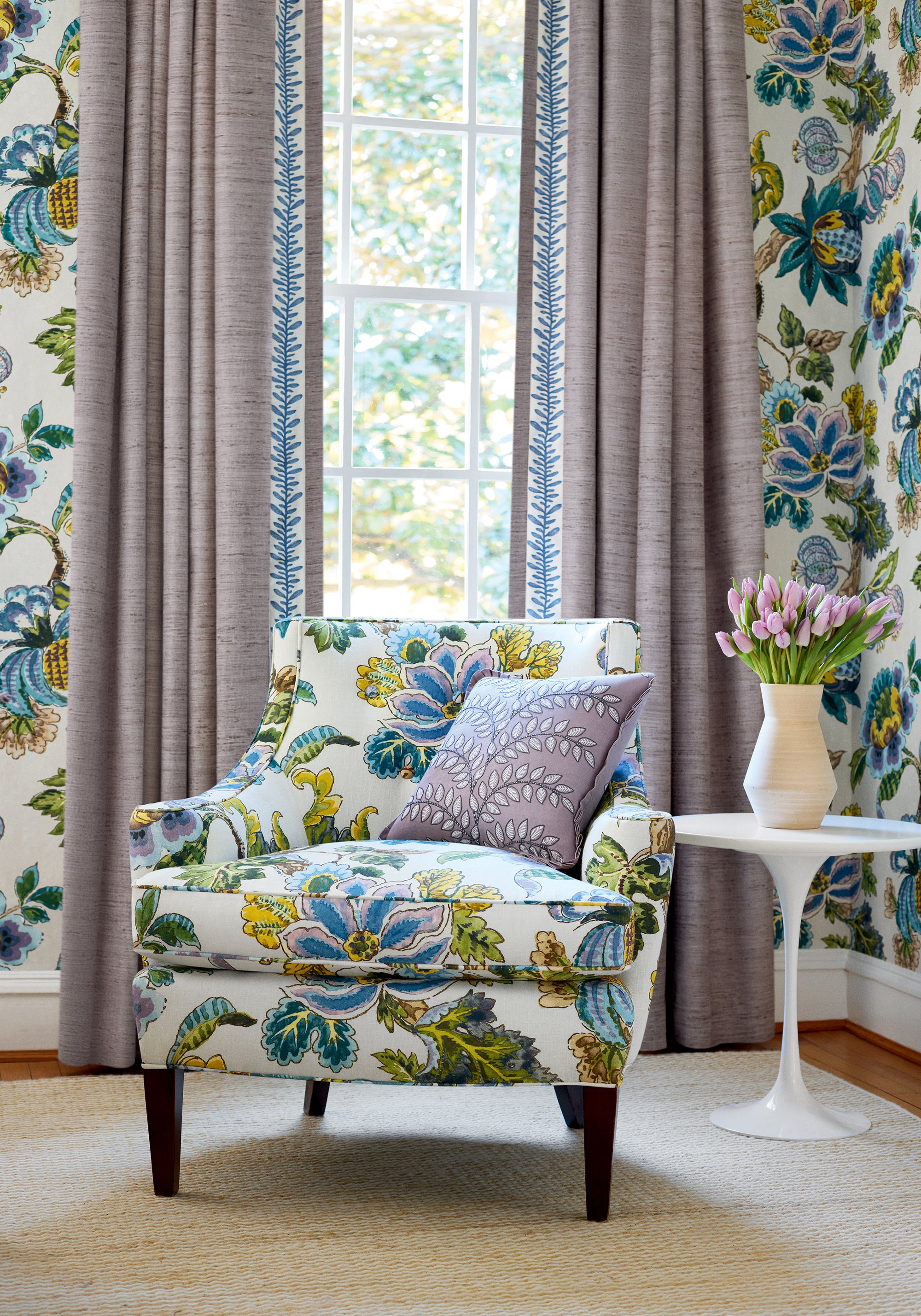 AF16137 Stockbridge Lavender and Blue Belvedere Fabric by Anna French