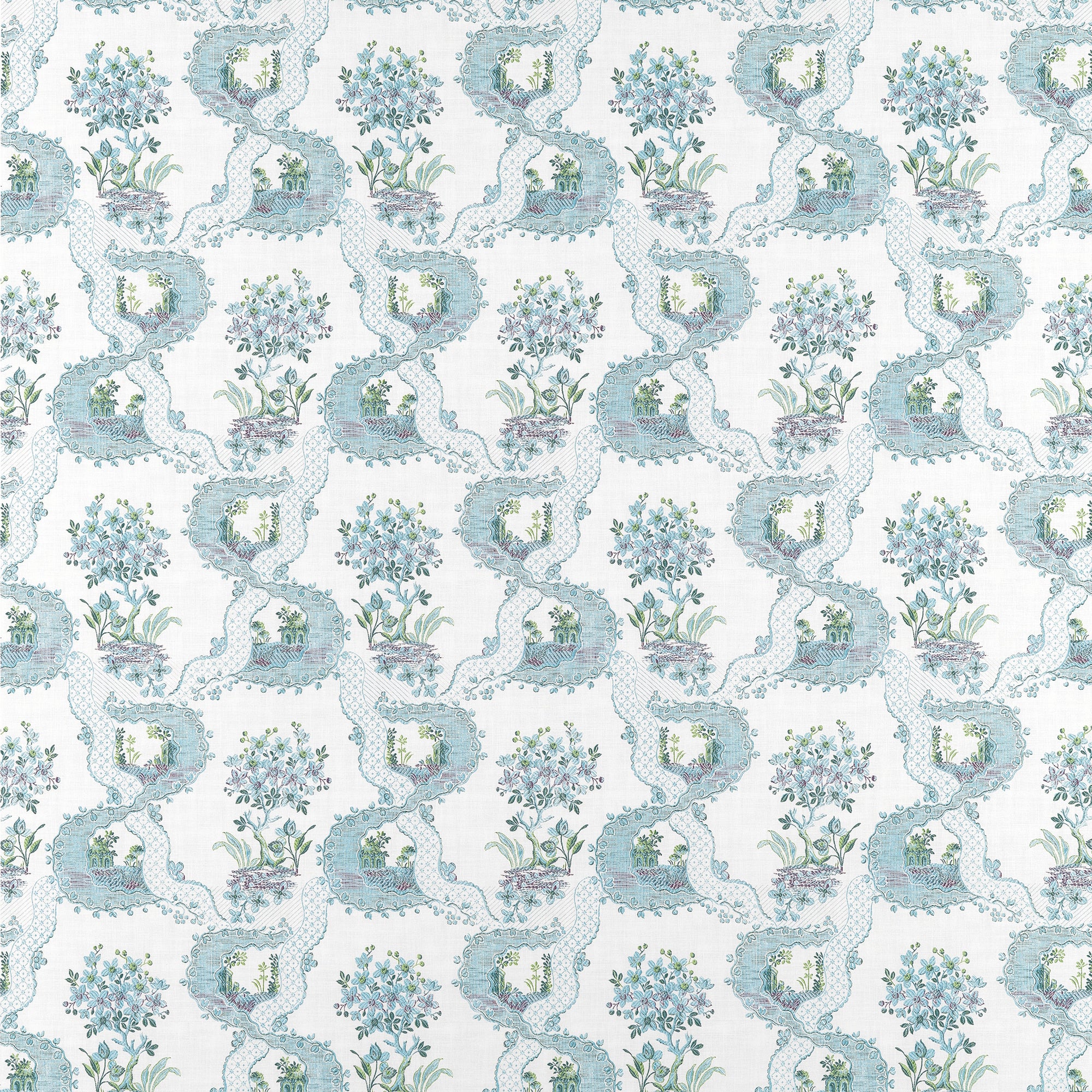 AF16157 Antoinette Blue and Plum Belvedere Fabric by Anna French