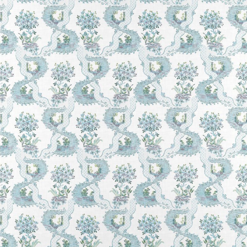 AF16157 Antoinette Blue and Plum Belvedere Fabric by Anna French