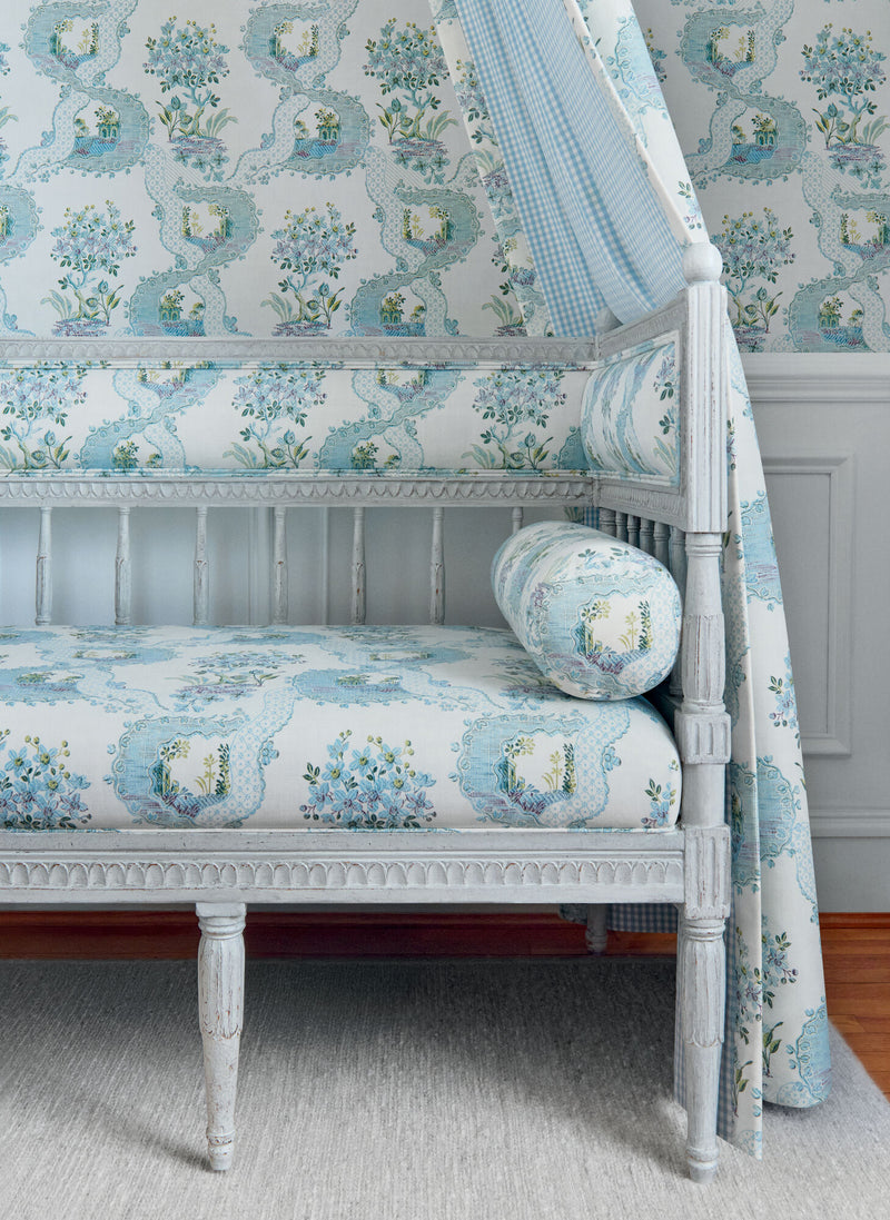 AF16157 Antoinette Blue and Plum Belvedere Fabric by Anna French